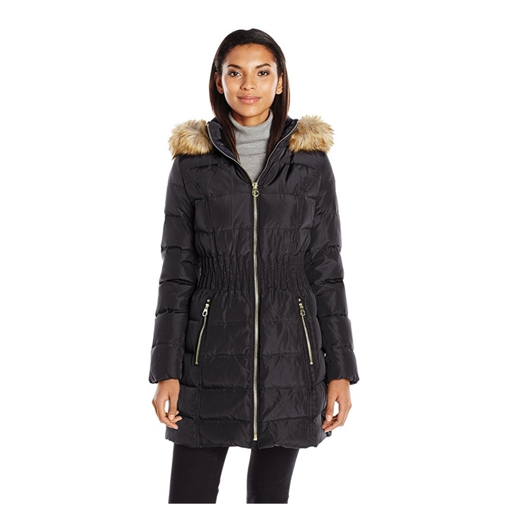 Women's Down Coat with Faux Fur Hood