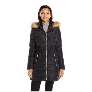 Women's Down Coat with Faux Fur Hood