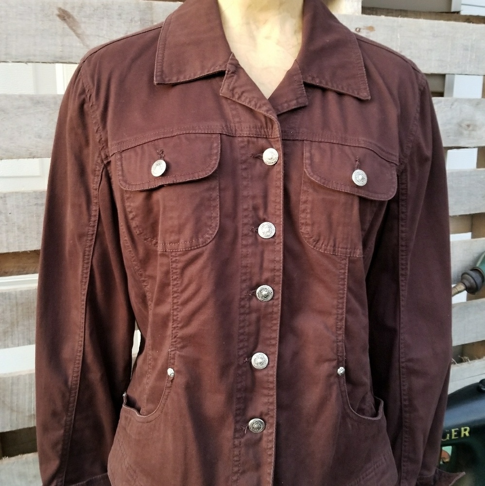 A.M.I brown cotton denim jean jacket