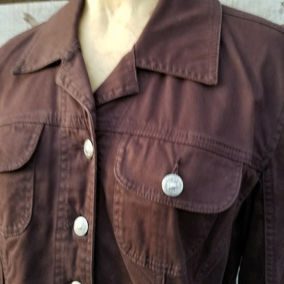 A.M.I brown cotton denim jean jacket - Picture 2 of 5