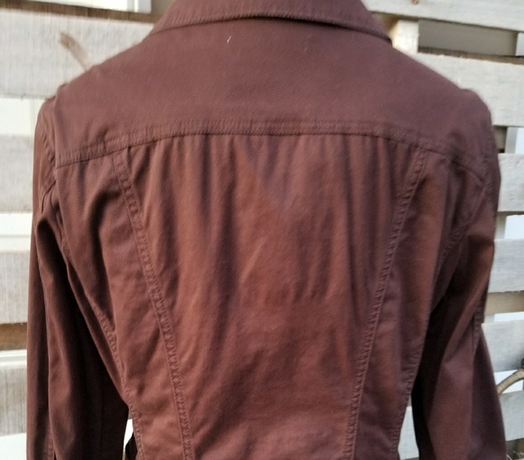 A.M.I brown cotton denim jean jacket - Picture 3 of 5