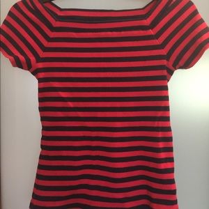 Red and blue striped top