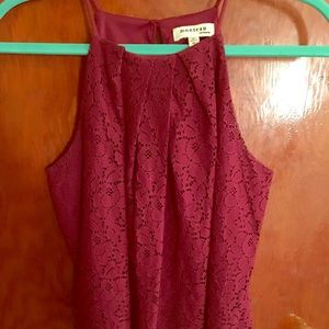 Cranberry colored lace tank top