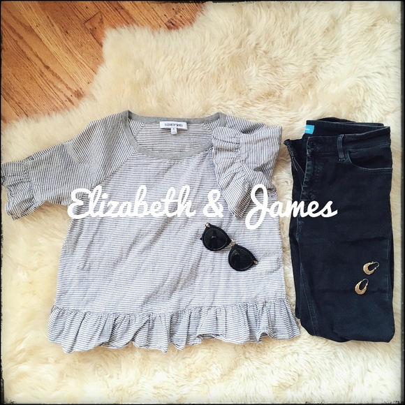 Elizabeth & James Striped Ruffled Tee - Picture 2 of 5