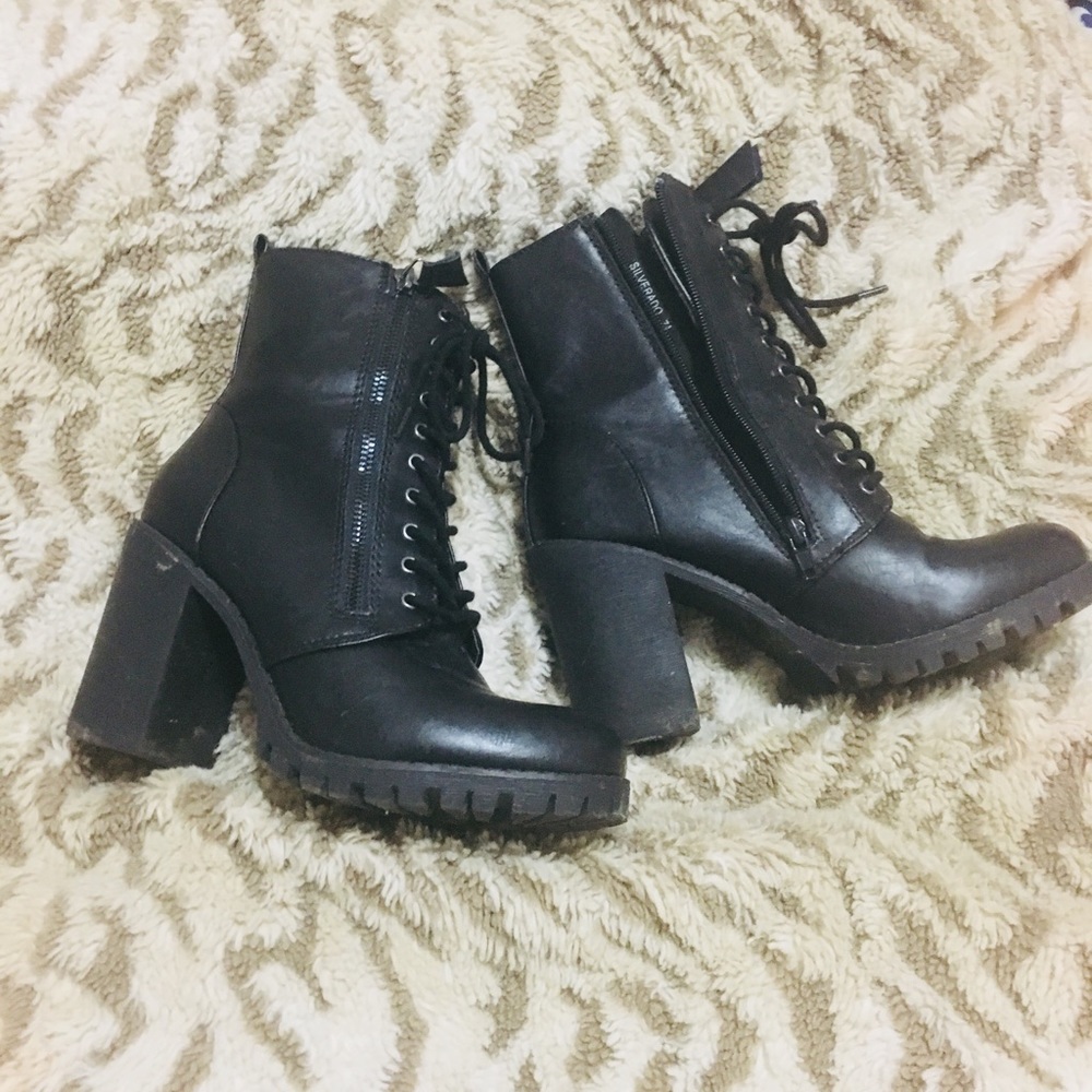 Black lace up boots
