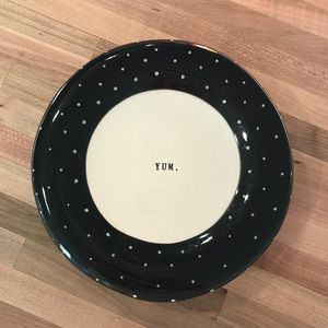 Rae Dunn Clay Set of 3 Black Polka Dot Plates Yum