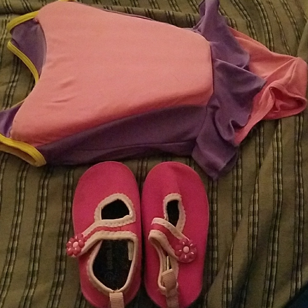 Donated, Swim suite with floater and water shoes