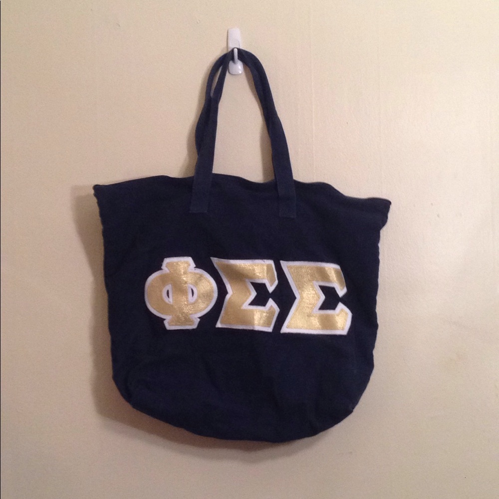 Navy Phi Sig Canvas Tote w/ Glitter Letters 🥂