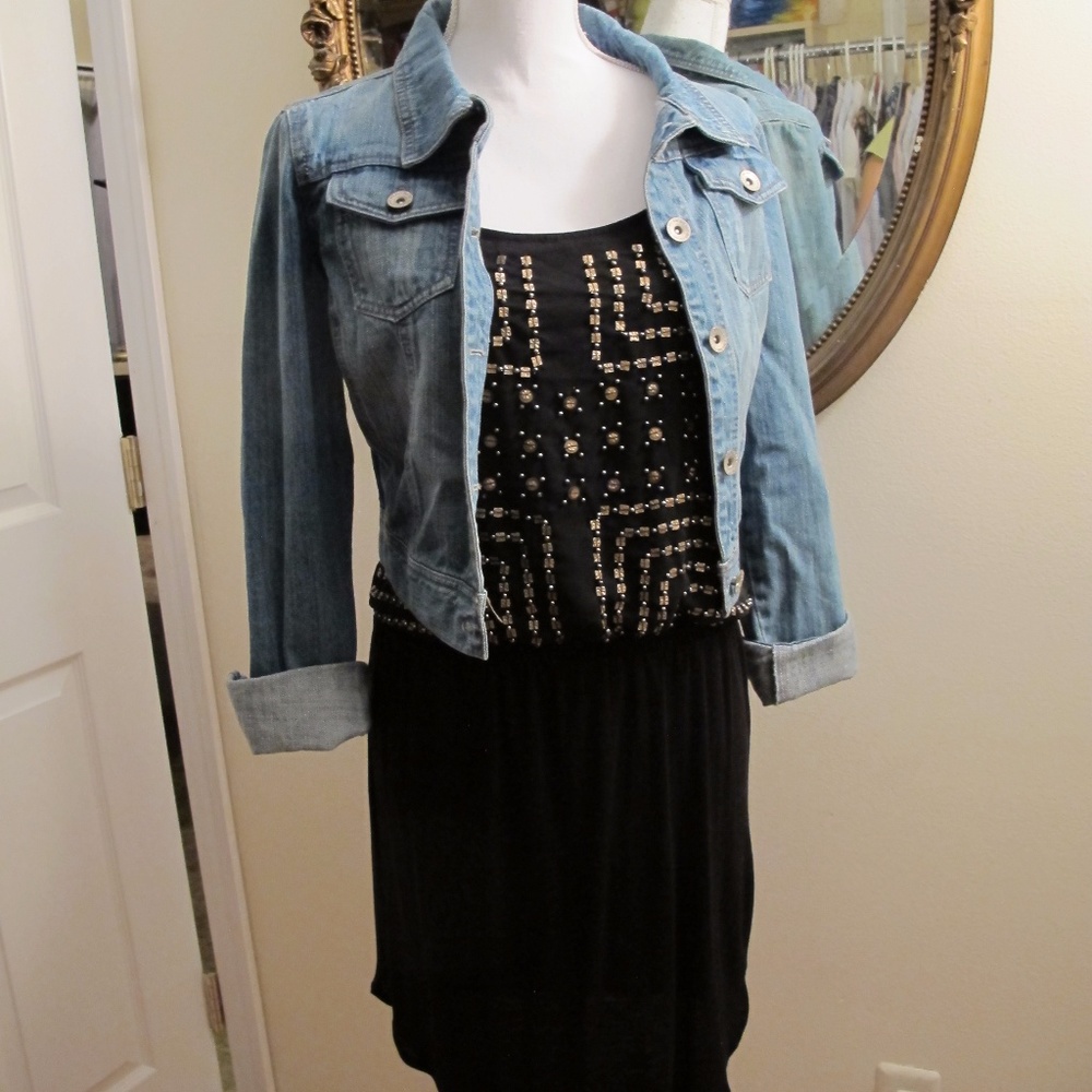 H&M Black jersey/ Gold sequin detail Dress