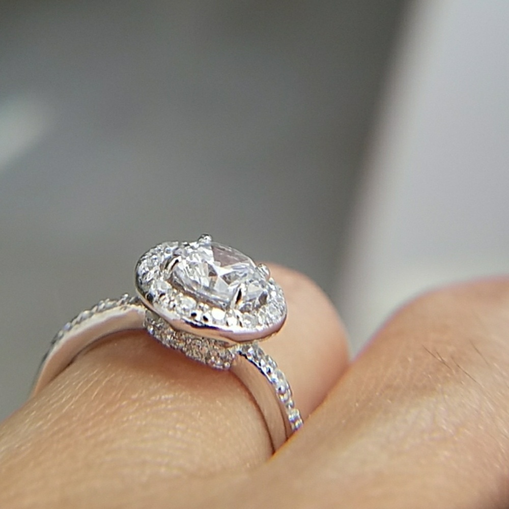 14k Gold plated over Sterling silver Engagement Ring with 1ct Round CZ - Picture 2 of 13