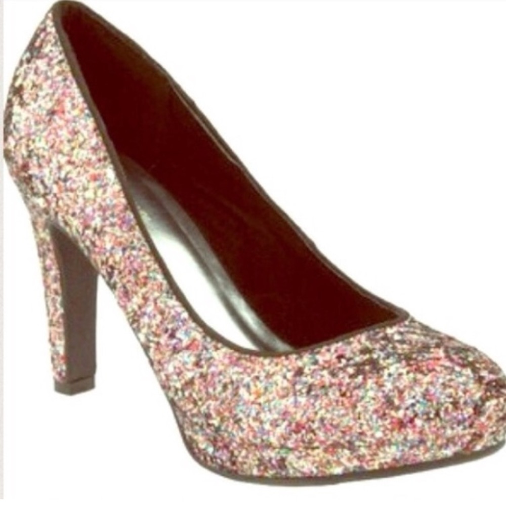 BLACK/SILVER Glitter Formal Heels