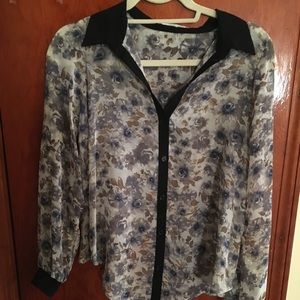 Split back button down floral cotton shirt