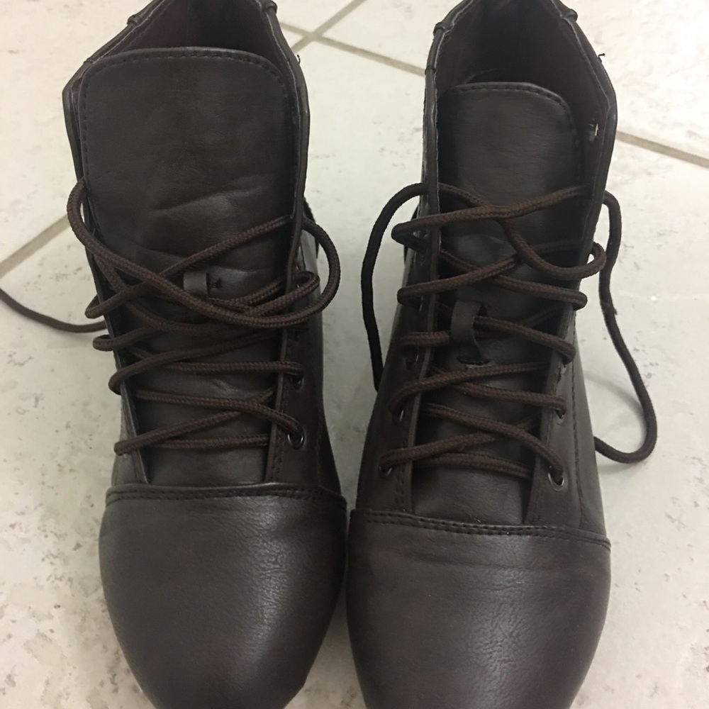 Brown lace up ankle boots