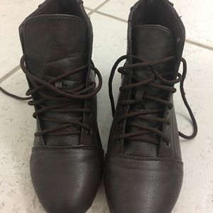 Brown lace up ankle boots