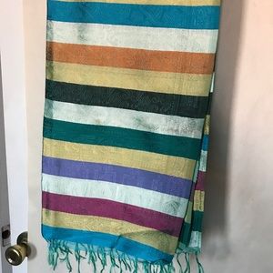 Striped silk scarf - oblong jacquard