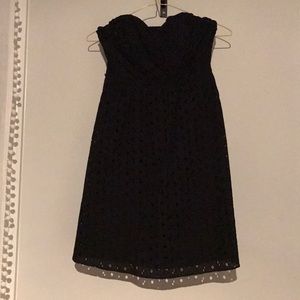 Black Strapless Crochet Express Dress