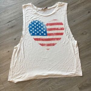 American Flag Heart Muscle Style Tank Top