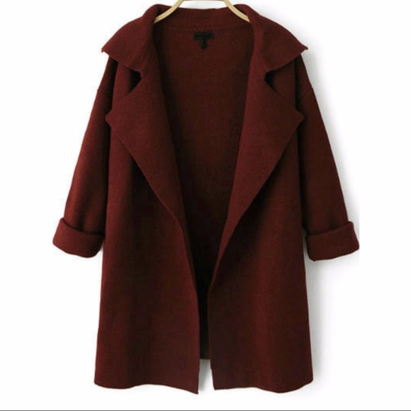 Oversized Open Jacket in Fall Wine - Picture 2 of 8