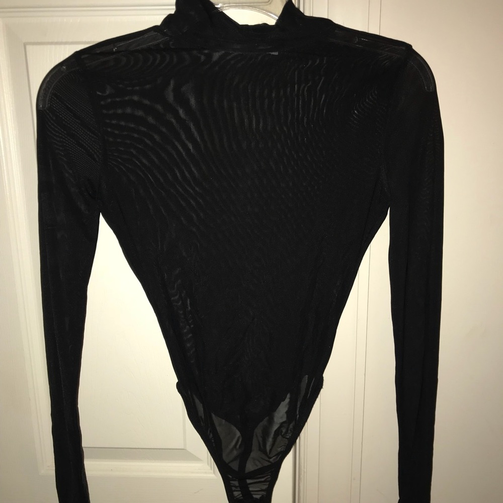 Sheer long sleeved black bodysuit size 0/xs