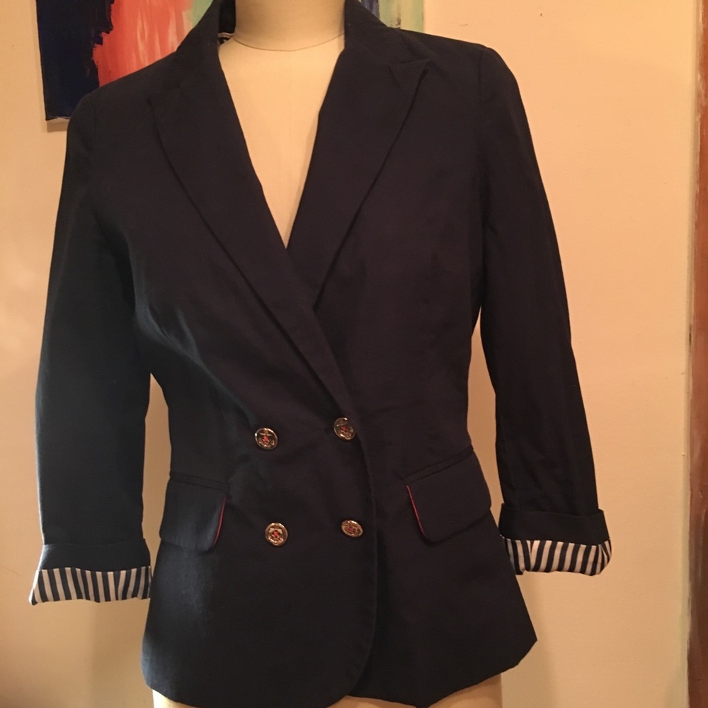Tommy girl navy blue jacket w/ gold anchor buttons