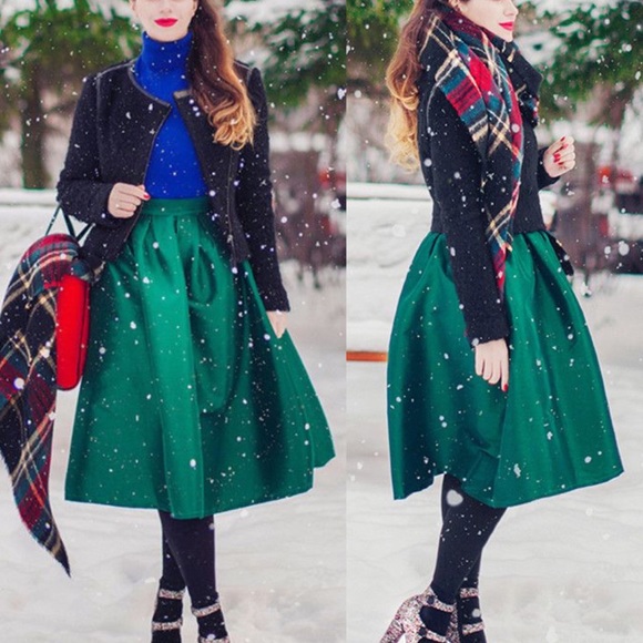 Mπemerald green umbrella skirt gorgeous - Picture 2 of 7