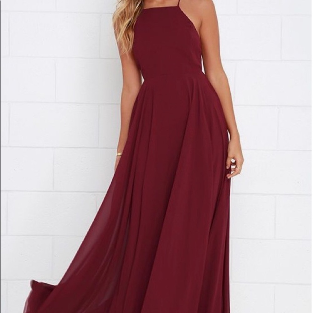 deep red maxi dress