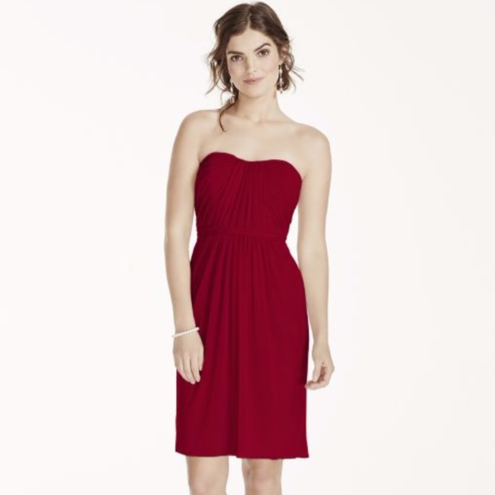 Strapless Apple red bridesmaid dress