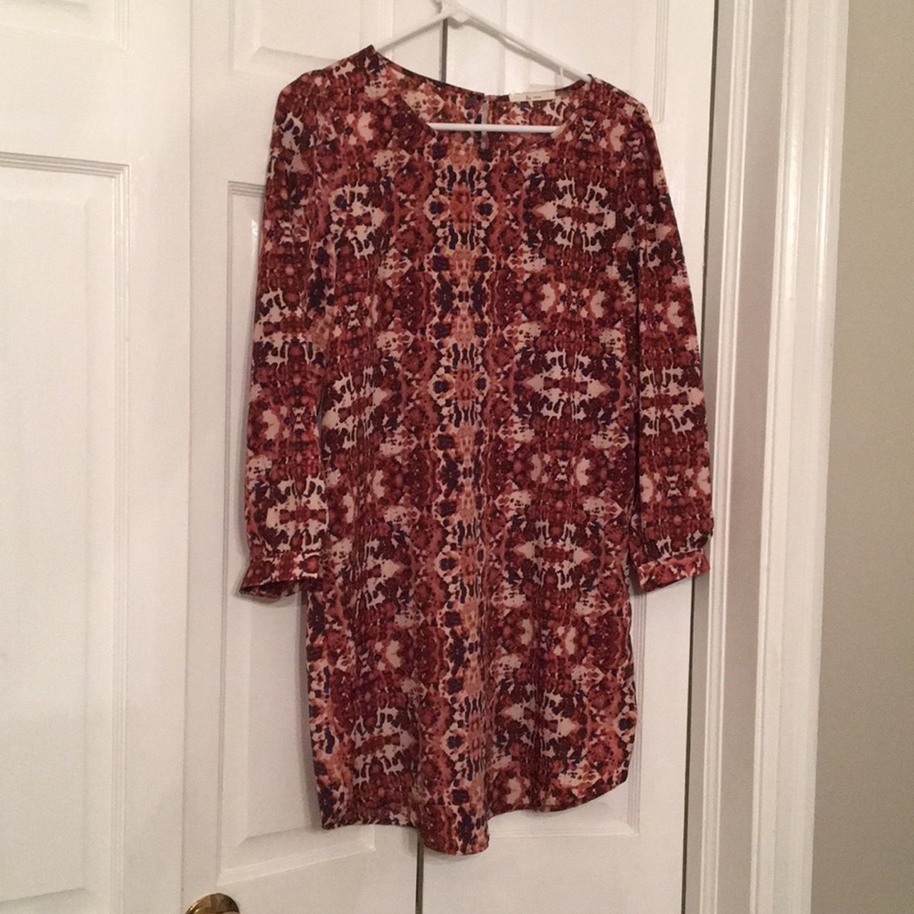 3/4 sleeve patterned dress