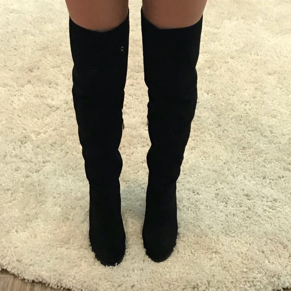 🎉Black Over-the-Knee Boots w. Buckle - Picture 2 of 4