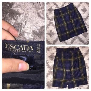FINAL PRICE DROP‼️⬇️ESCADA✨Plaid Wool Pencil Skirt
