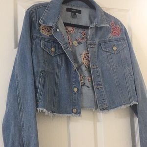 Forever 21 floral jean jacket