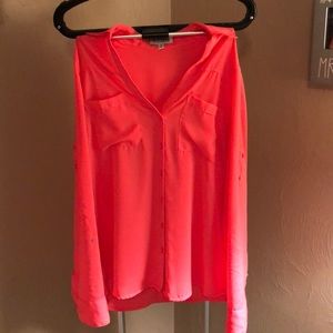 Express Portifino neon pinkish button down