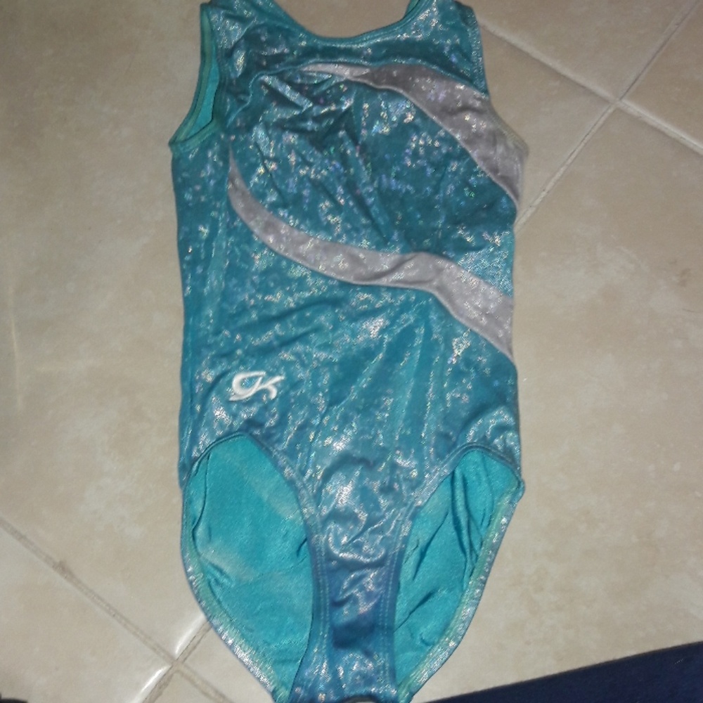 Metallic light blue leotard