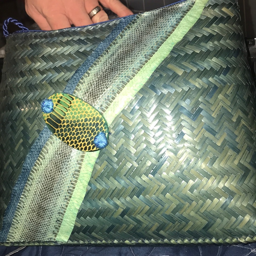 Weaved purse with snakeskin made in Philippines