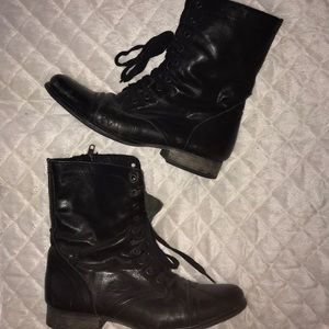 Steve Madden Distressed Black Combat Boots