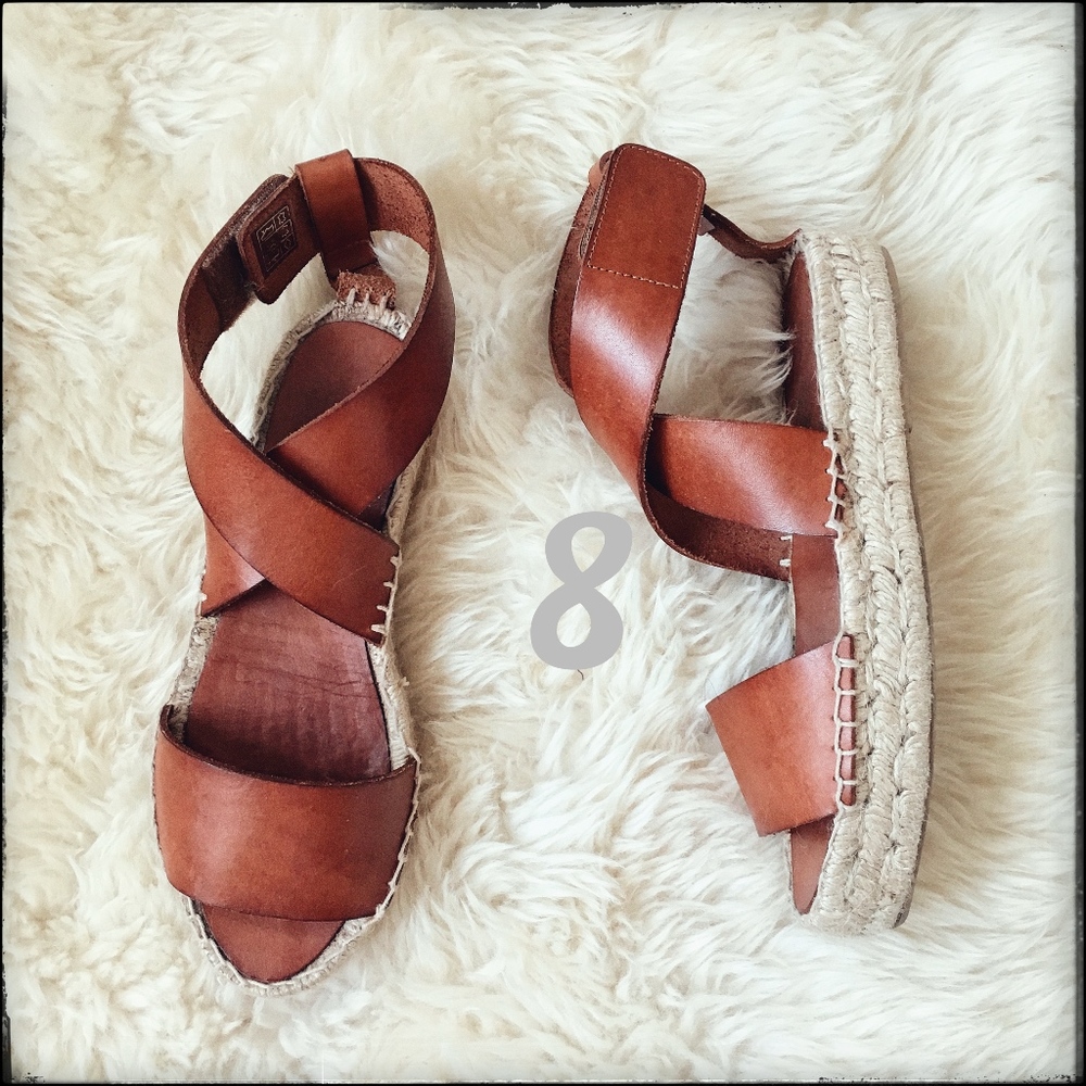 "8" Espadrille Criss-Cross Platform Sandals - sz 6