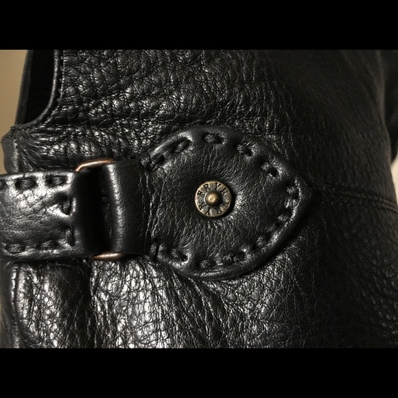 $498 FRYE Shirley Black Leather Tall Riding Over The Knee OTK Cuff Flat Boot 6 B - Picture 6 of 8