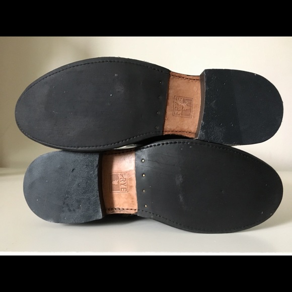 $498 FRYE Shirley Black Leather Tall Riding Over The Knee OTK Cuff Flat Boot 6 B - Picture 8 of 8