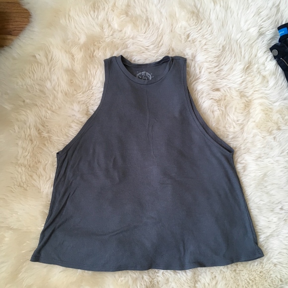 Planet Blue Ribbed Muscle Tee - Picture 2 of 5