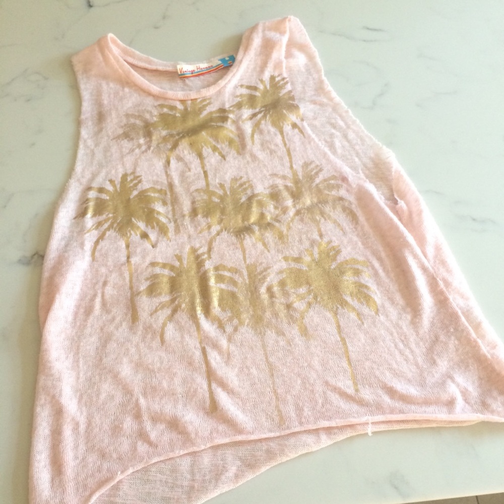 Vintage Havana Palm Tree Metallic Foil Tank Top
