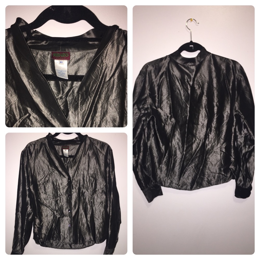 DESIGNER STEAL✔️KENZO Silver Vntg Metallic Blouse