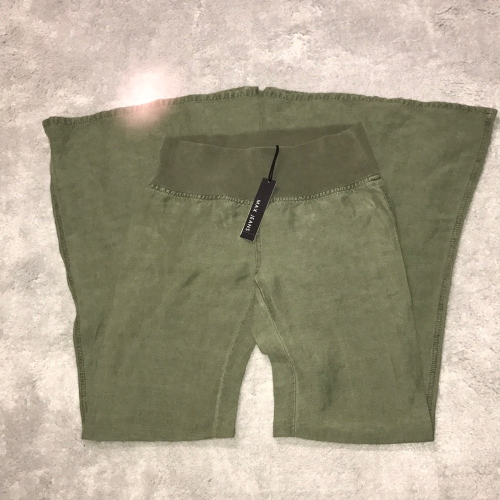 Green extra flared pants