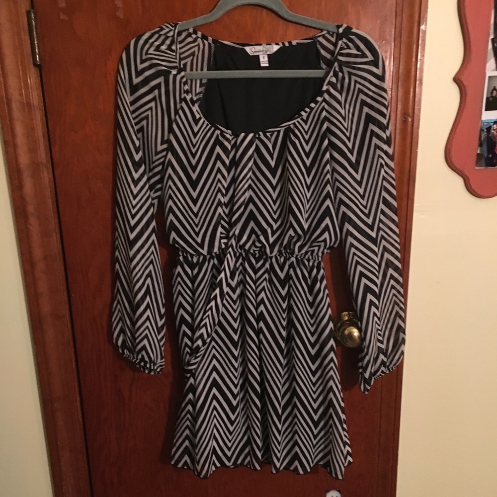Black and light grey chevron dress