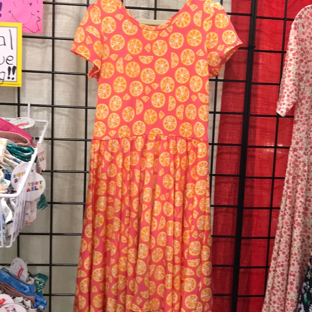Cap sleeve orange slices dress