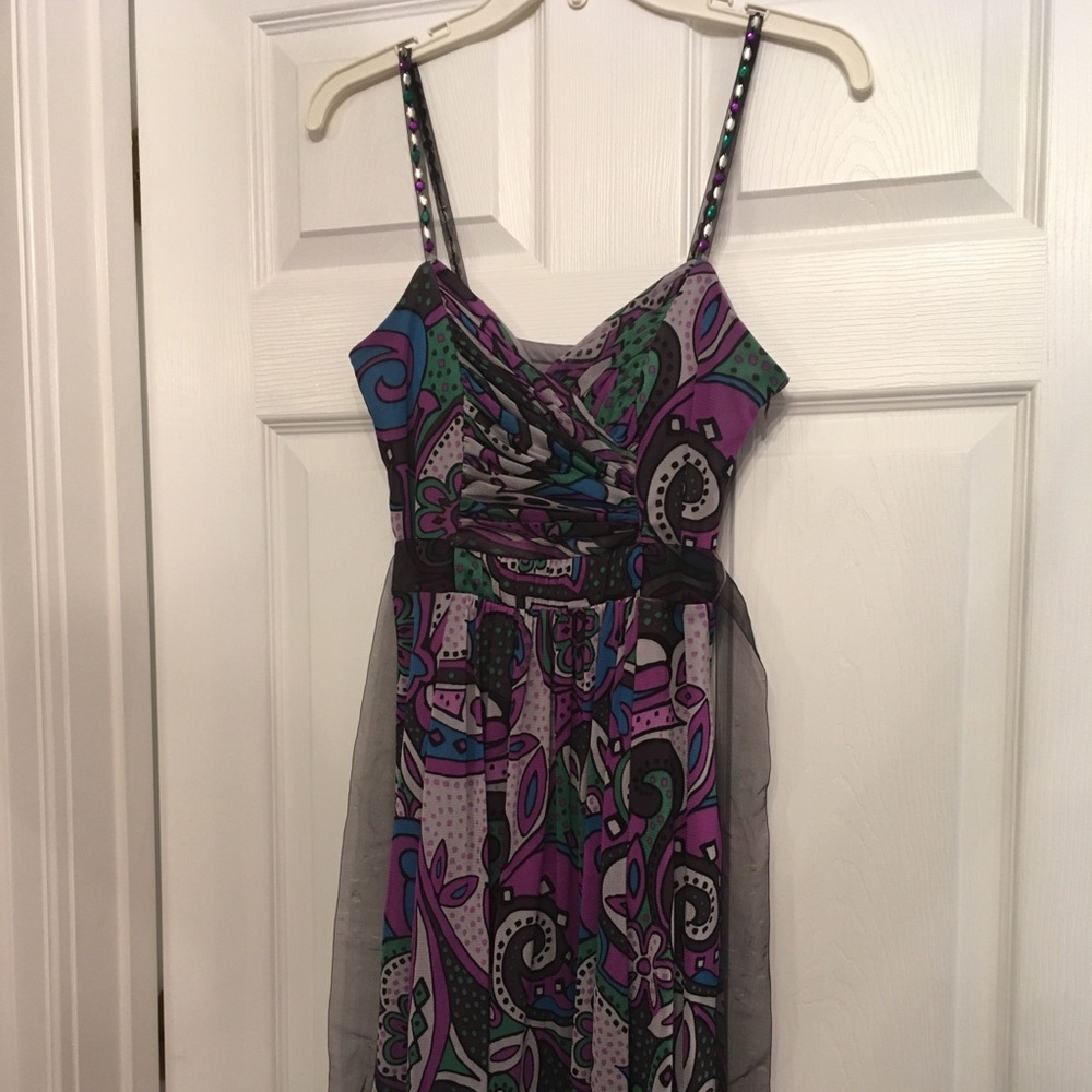 Sangria dress w jeweled straps
