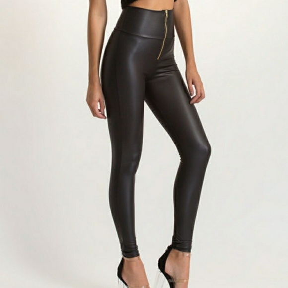 💲Last L Stretchy Faux Leather High Waist Pants - Picture 2 of 5