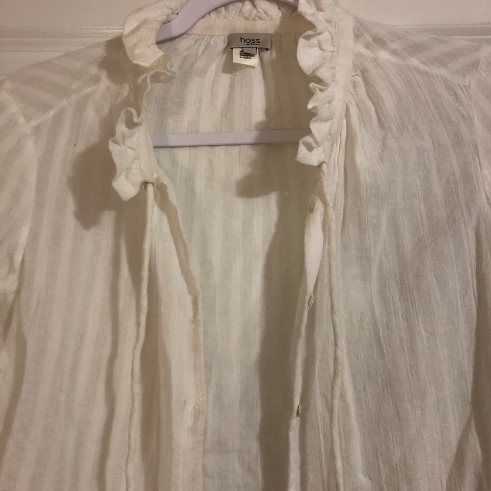 White ruffled button down - Picture 2 of 3
