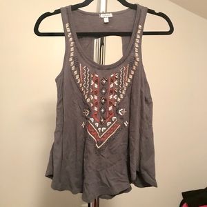 Embroidered Aztec Sleeveless Top