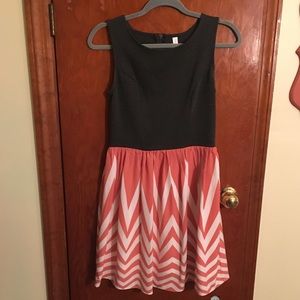 Chevron and dark grey dress