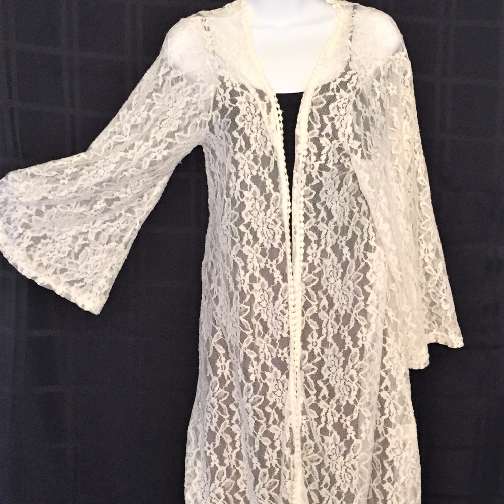 #SALE# White Lace Duster